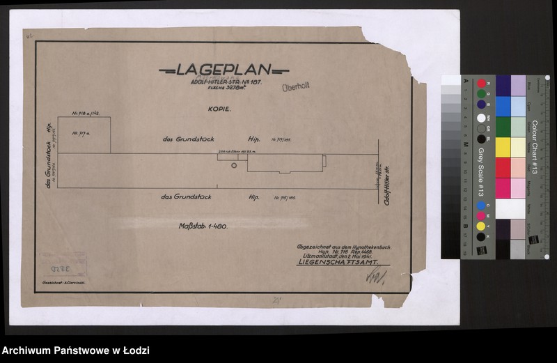 Obraz 1 z jednostki "Lageplan Adolf Hitler Straße Nr 187 Litzmannstadt"