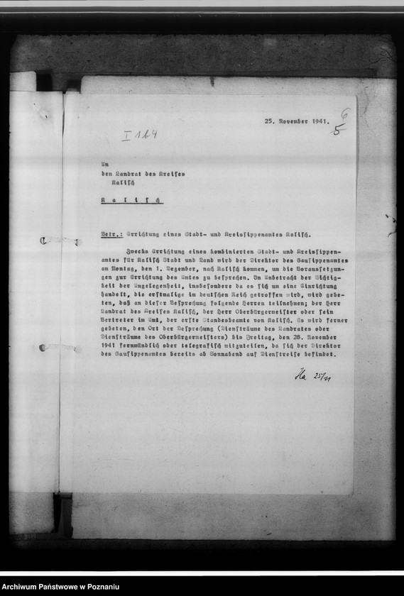 Obraz 10 z jednostki "[Korespondencja w sprawach organizacyjnych, sprawozdanie z działalności], Sippenamt für die Stadt und den Landkreis Kalisch [Kalisz]"