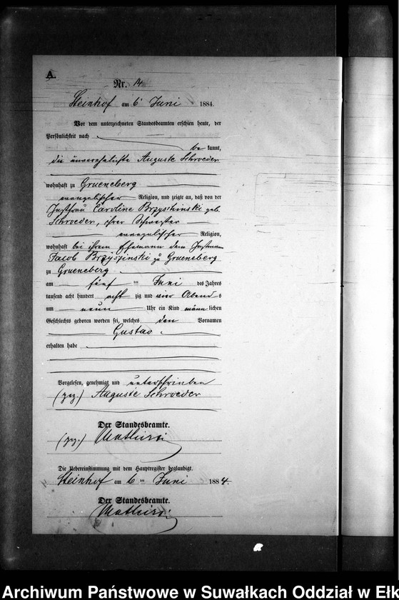 image.from.unit.number "Geburts-Neben-Register des Preussischen Standes-Amtes Gr. Strengeln Kreis Angerburg"