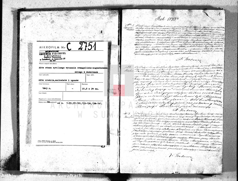 Obraz 3 z jednostki "Duplikat ksiąg metrycznych Parafij Ewangelickiey Suwałki za rok 1843."