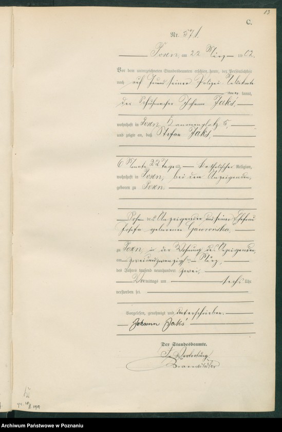 Obraz 16 z jednostki "Księga miejscowa zgonów t. II"