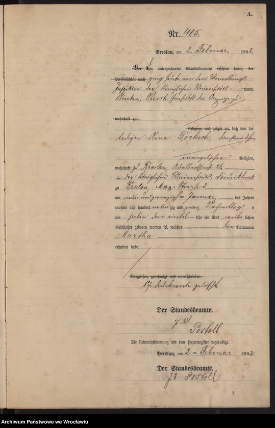 Obraz 8 z jednostki "Księga urodzeń Wrocław III 1892 t.01"