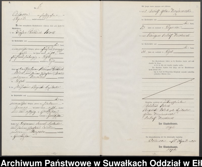 image.from.unit.number "Heiraths-Neben-Register des Preussischen Standes-Amtes Orlowen Kreis Loetzen"