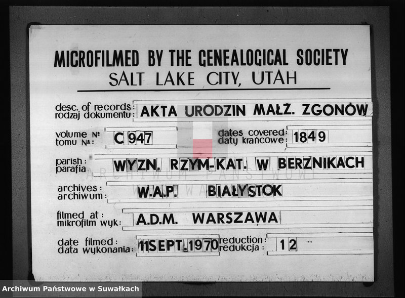image.from.unit.number "Księga Duplikat Parafij Berznickiey na rok 1849"