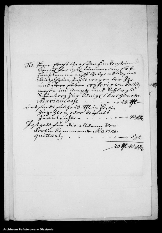 image.from.unit.number "Rechnungen über Zahlungen des Ernst Graf von Finckenstein für Justitzbelehnungen im Amte Schönberg"