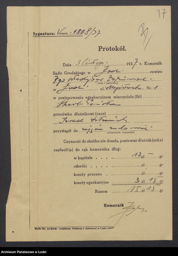 Obraz 19 z jednostki "Izrael Aron Sztrauch- sprzedaż towarów spożywczych"