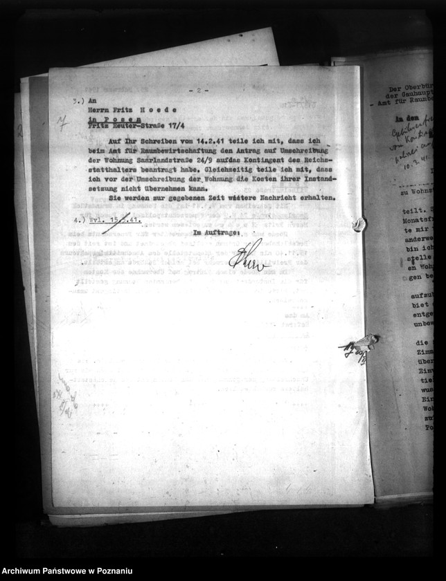 Obraz 12 z jednostki "Wohnungszuweisungen für Deutsche. Verdrängung der Polen."