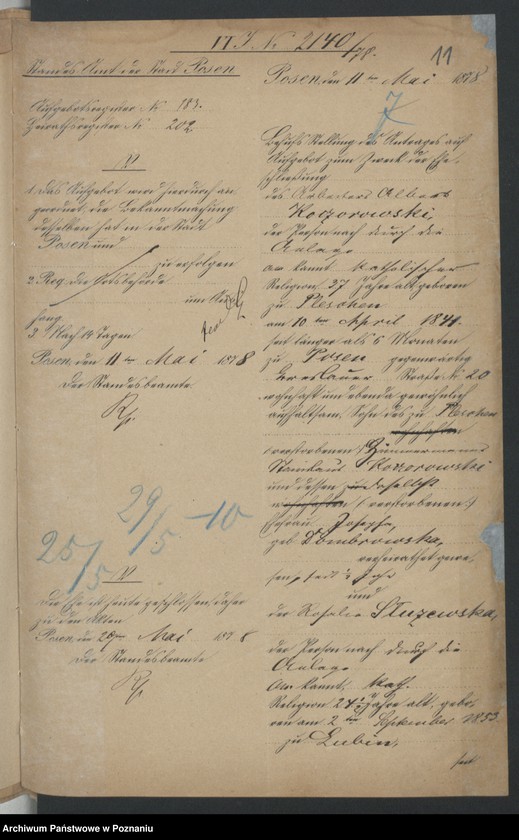 Obraz 13 z jednostki "Die von den Verlobten beigebrachten Urkunden zur Eheschliessung pro 1878"