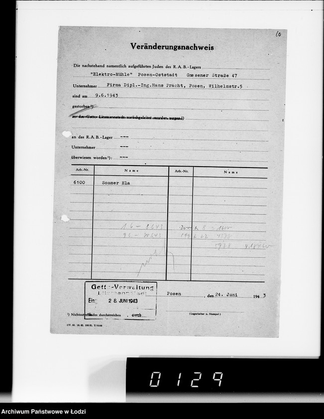 Obraz 14 z jednostki "Sonderkonto 12300. Arbeitsamt Posen Judenlager des Oberbürgermeisters von Posen"
