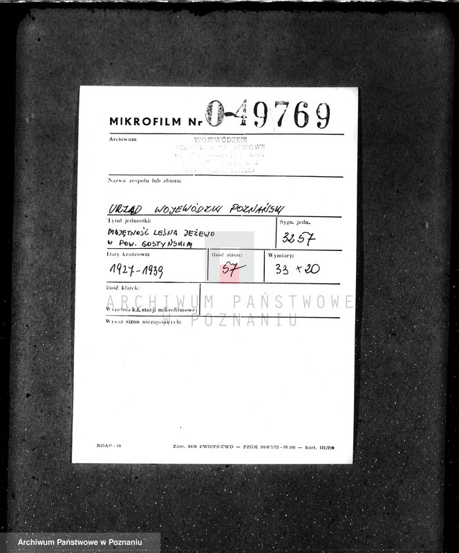 Obraz 2 z jednostki "Majętność leśna Jeżewo w powiecie gostyńskim"