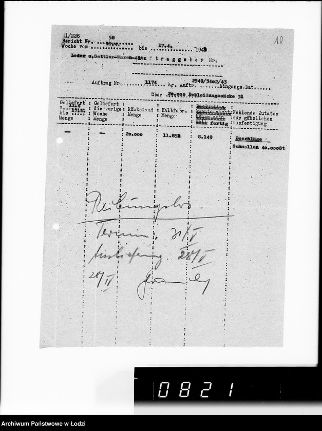 Obraz 14 z jednostki "Bewegungsberichte VIII. [Sprawozdania z wykonania zamówień wojskowych]"