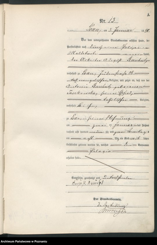 Obraz 16 z jednostki "Księga urodzeń t. I"