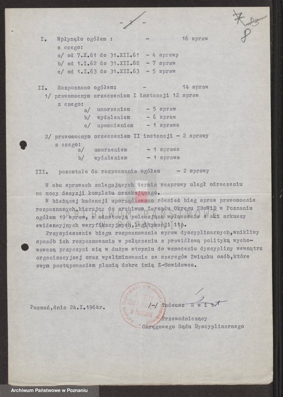 image.from.unit.number "Sprawozdania z działalności Rzecznika Okręgowego Sądu Koleżeńskiego za lata 1960 - 1967."