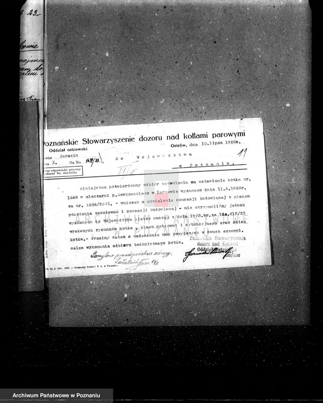 Obraz 16 z jednostki "Mleczarnia Fr. Borkowskiego w Żerkowie pow. jarociński nr woj. kotła 130"