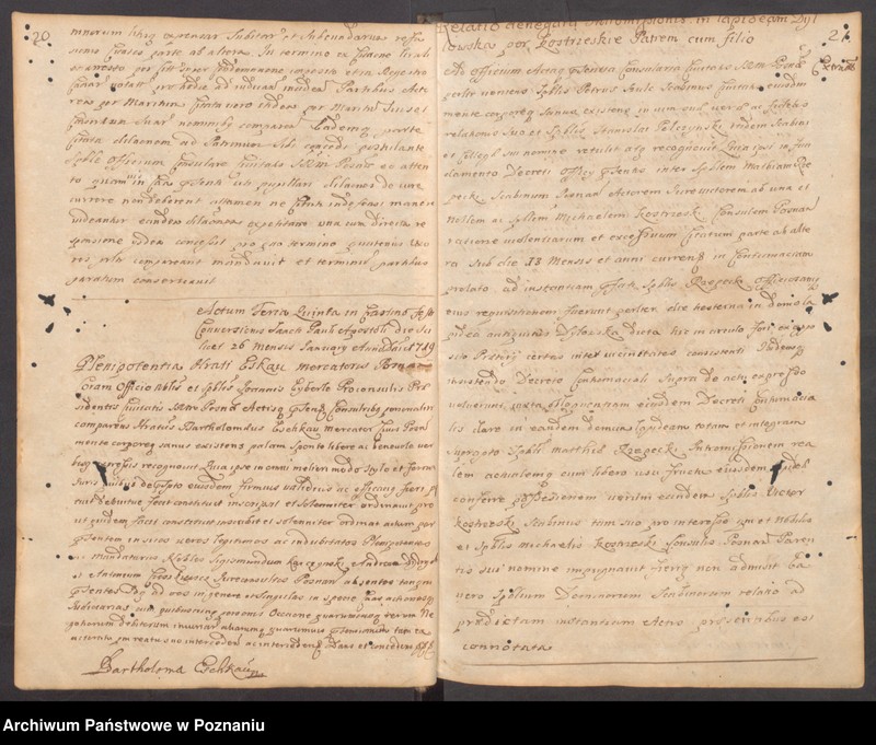 Obraz 13 z jednostki "Protocollon spectabilis officii consularis civitatis SRMtis Posnaniae ab anno Domini 1719 sub felicibus auspiciis nobilis Joannis Eyberle praesidentis civitatis eiusdem."