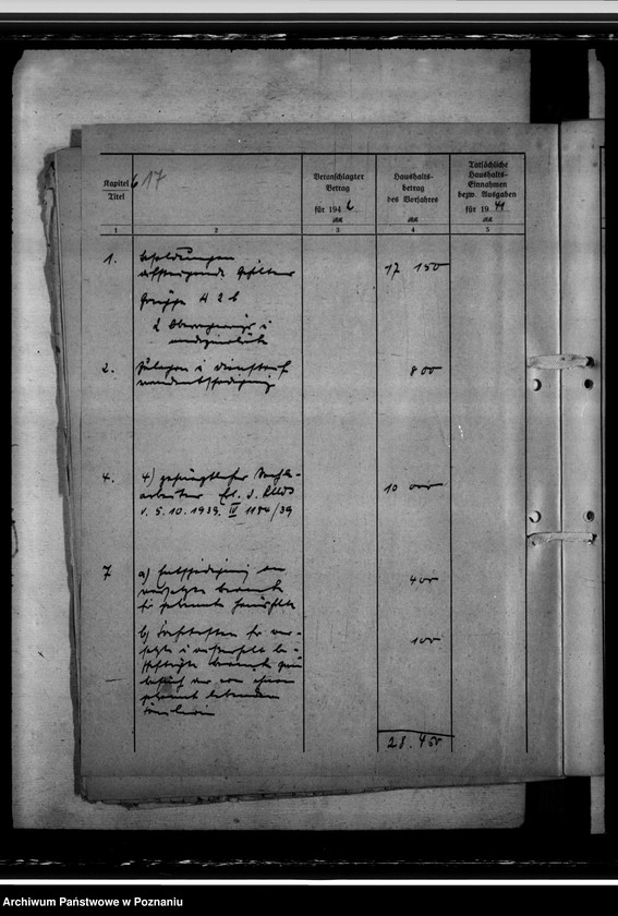 Obraz 20 z jednostki "Haushalt der Medizinalverwaltung - Haushaltsvoranschlag 1942"