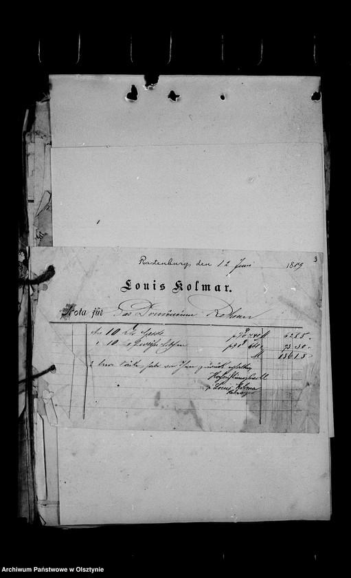 image.from.unit.number "/Korrespondenz, Rechnungen u. Bilanzen der Firma Louis Kolmar, Rastenburg, für Dr. Stieger, Verwalter von Rehsau/"