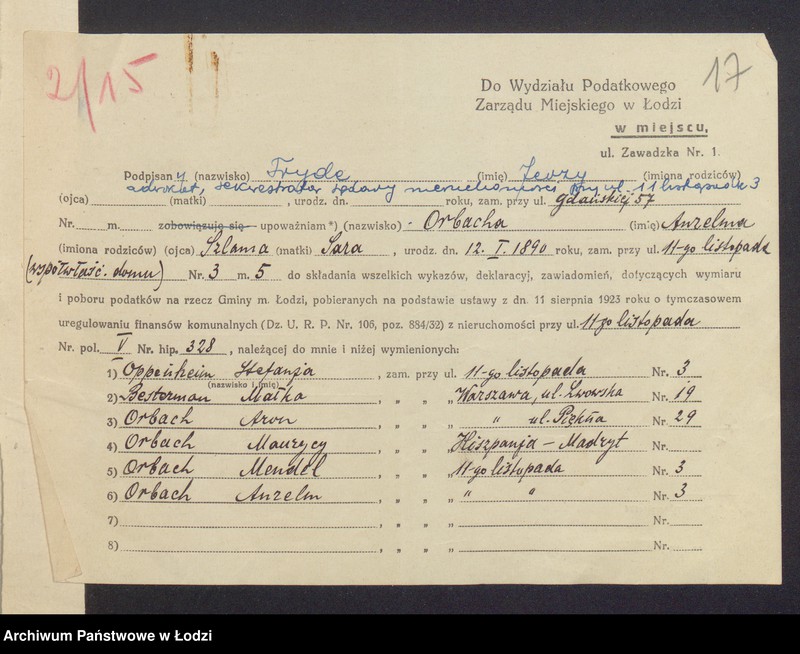 image.from.unit.number "Księga inwentarzowa nieruchomości m. Łodzi ul. 11 Listopada"