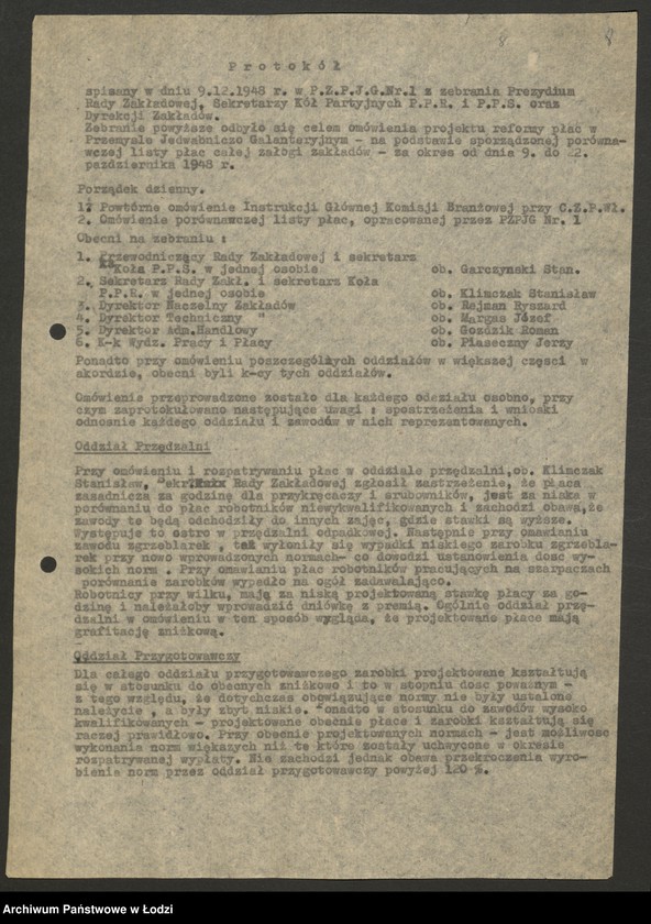 Obraz 9 z jednostki "Reforma płac; protokoły z zebrań zakładowych"