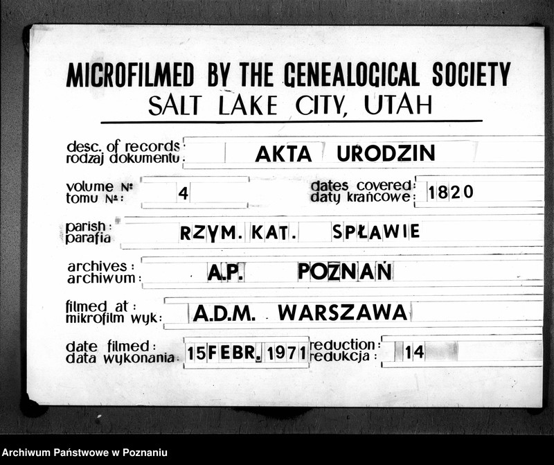 image.from.team "Akta stanu cywilnego Parafii Rzymskokatolickiej Spławie (pow. poznański)"