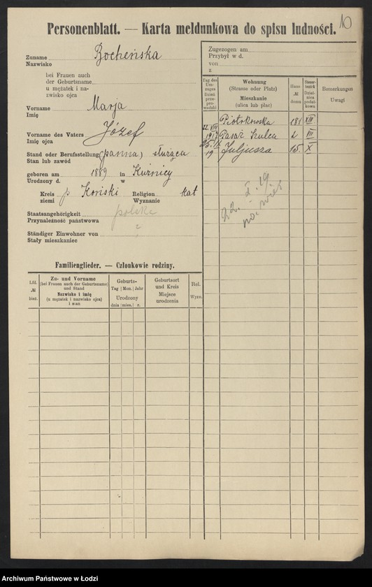Obraz 12 z jednostki "[Spis ludności Łodzi] Bochenkiewicz - Bogdanow"