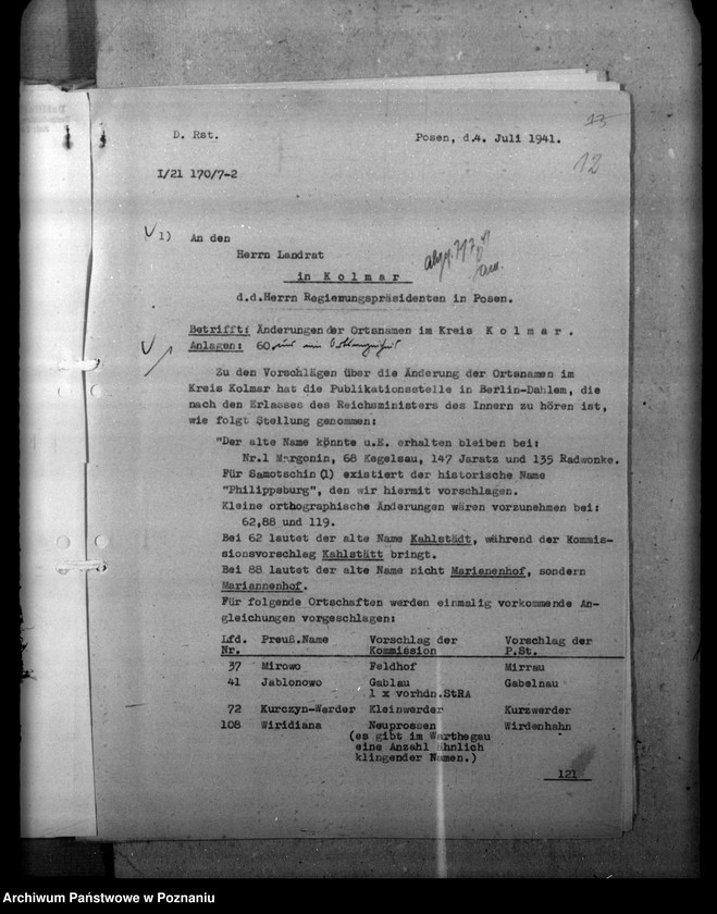 Obraz 16 z jednostki "Ortsnamenänderung Kreis Kolmar - Chodzież"