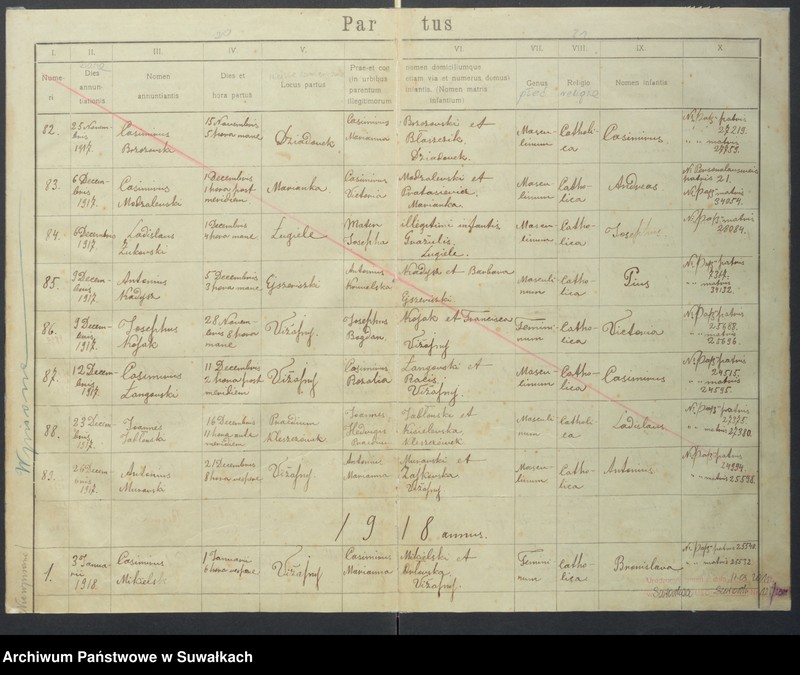 image.from.unit.number "Akta urodzonych parafii rzym.-katol. Wiżajny od 1918 do 1921 roku"