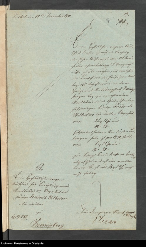 image.from.unit.number "Acta des engern Ausschußes für Errichtung eines Standbildes Sr. [Seiner] Majestät des Königes Friedrich Wilhelm des Dritten. Die Beitrags-Ziechungen in dem landrätlichen Kreise Conitz [Chojnice]"