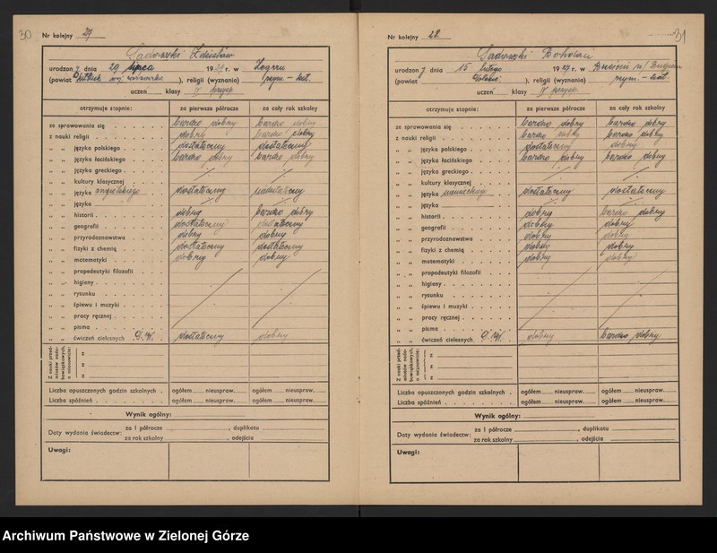image.from.unit.number "Państwowe Gimnazjum i Liceum Koedukacyjne w Zielonej Górze -katalog główny klasa IV przyśp.- rok szkolny 1945/1946"