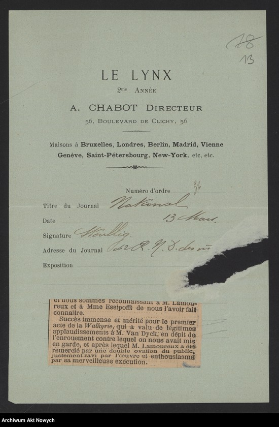 image.from.unit.number "Wycinki prasowe dotyczące działalności muzycznej"
