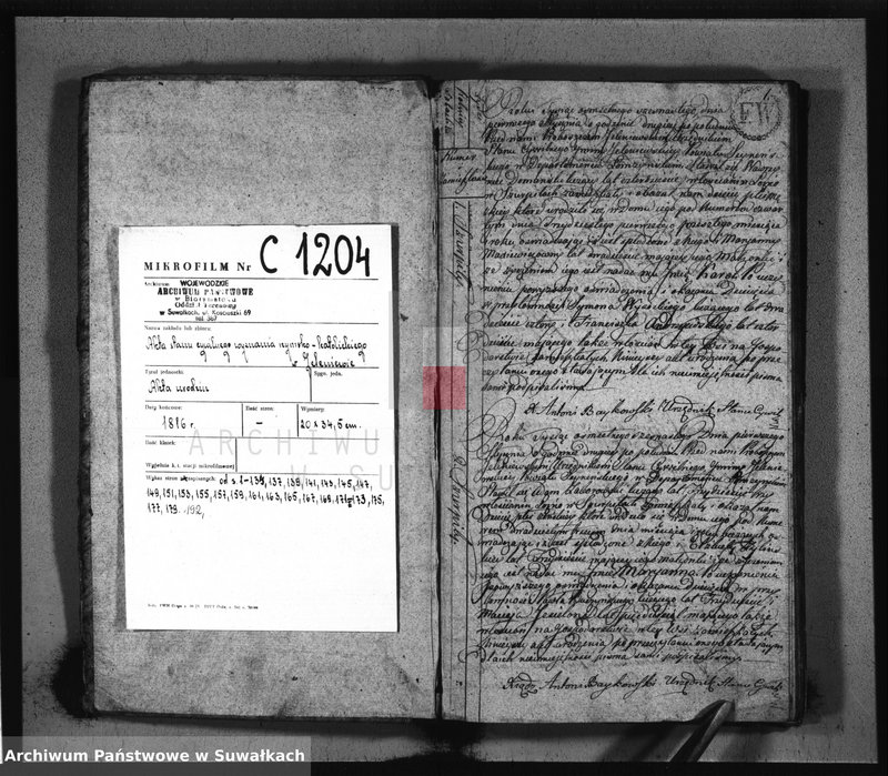 image.from.unit.number "Akta Urzędnika Stanu Cywilnego Urodzonych w Gminie Jeleniewskiey od dnia 1-o Stycznia 1816 do ostatniego Grudnia tegoż Roku."