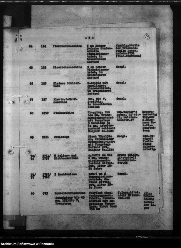 Obraz 16 z jednostki "Maschinenausgleich - freie und umgesetzte Maschinen. Werkzeugmaschinen. Rüstungsinspektion."