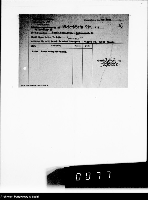 Obraz 20 z jednostki "63 III Produktionsaufgabe Gemeinschaft. Schuhe, Arbeitsauftrag 1190, Auslieferung"