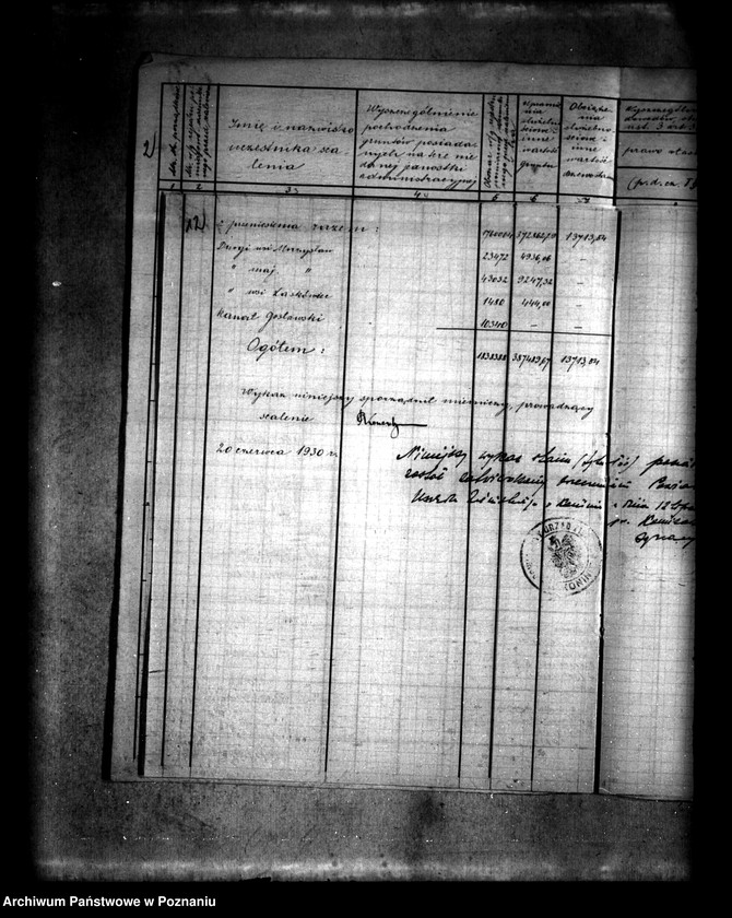 Obraz 16 z jednostki "/Wykaz stanu posiadania uczestników scalania wsi Morzysław powiatu konińskiego i rejestr pomiarowy"