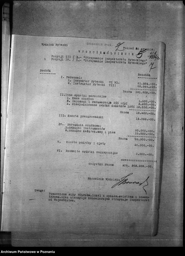 Obraz 12 z jednostki "Budżet - rybołówstwo rok 1921"