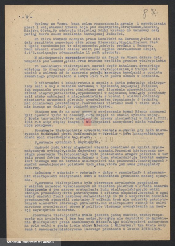 Obraz 20 z jednostki "Przemówienia i materiały dotyczące uroczystych rocznic powstania wielkopolskiego."