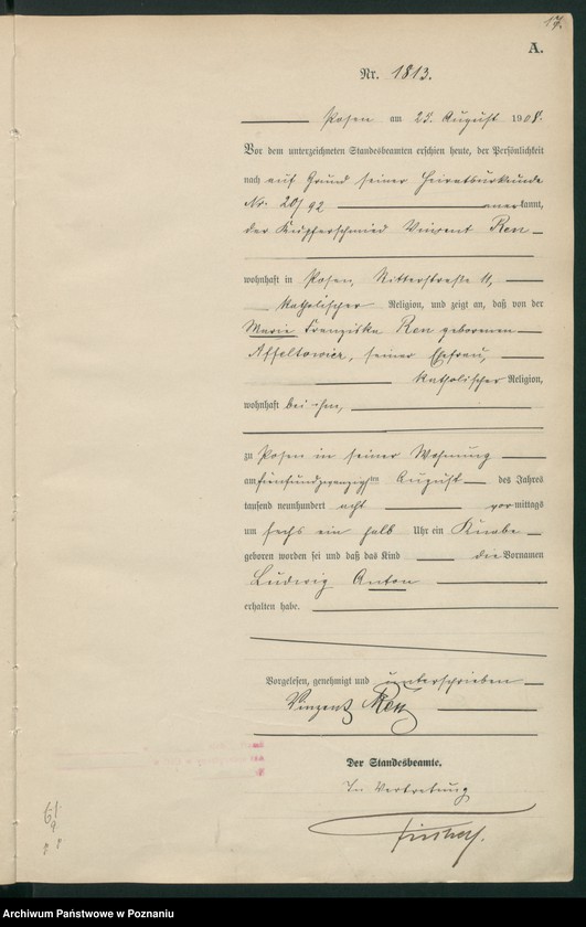 Obraz 19 z jednostki "Księga miejscowa urodzeń tom IV [Rejestr główny urodzeń]"