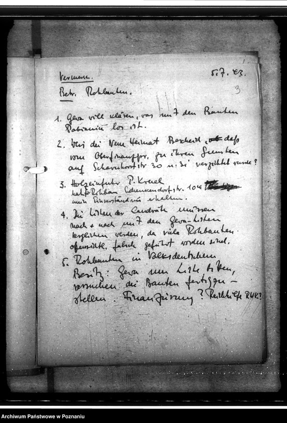 Obraz 8 z jednostki "Fertigstellung unvollendeter polnischer Rohbauten. Grundstücksverkher. Kriegswohnungsbau"