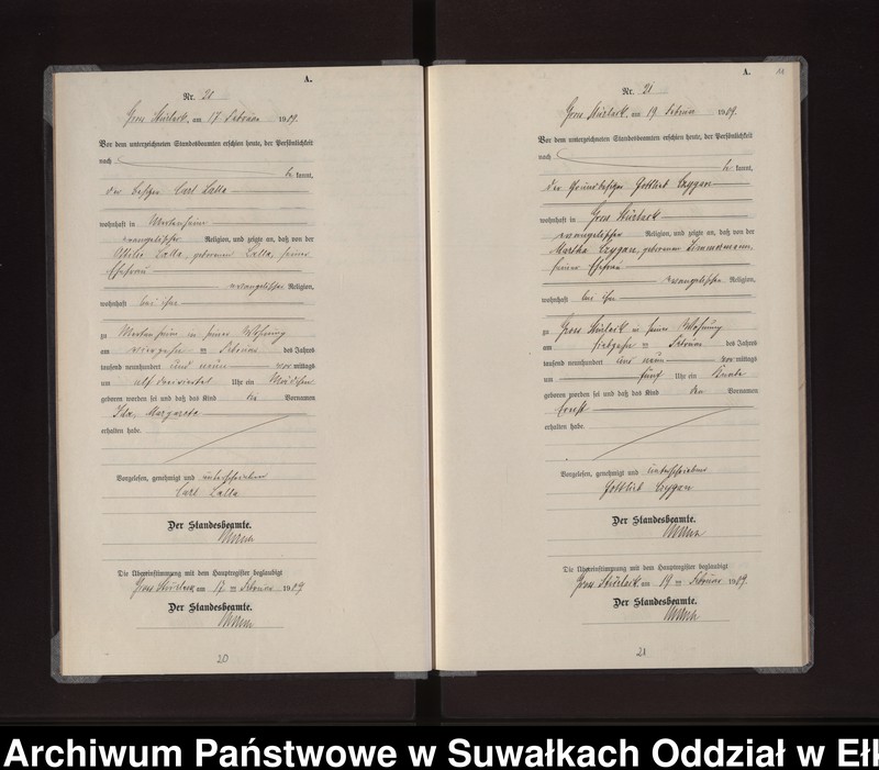 Obraz 14 z jednostki "Geburts-Neben-Register des Preussischen Standes-Amtes Gross Stürlack Kreis Lötzen"