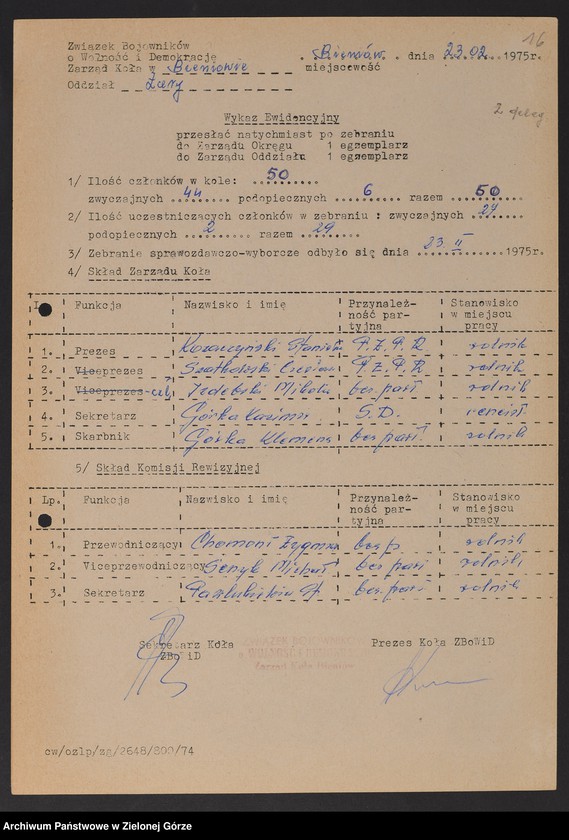 image.from.unit.number "Oddział Powiatowy ZBoWiD w Żarach. Kampania wyborcza. Zebrania sprawozdawczo-wyborcze i wykazy ewidencyjne kół terenowych "