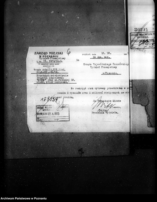 Obraz 10 z jednostki "Zatwierdzenie zakładu przemysłowego /drukarni/ Drukarnia Nakładowa Kupca"