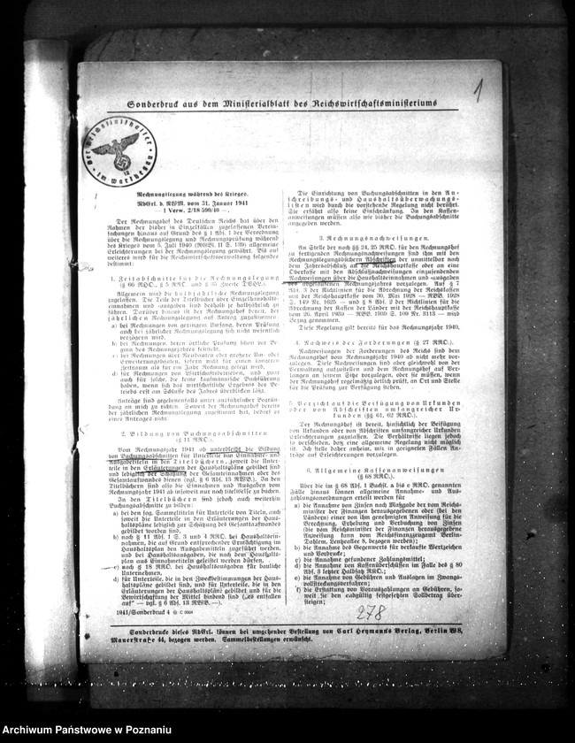 Obraz 5 z jednostki "Jahresabschluss 1940. Reichswirtschaftsverwaltung"