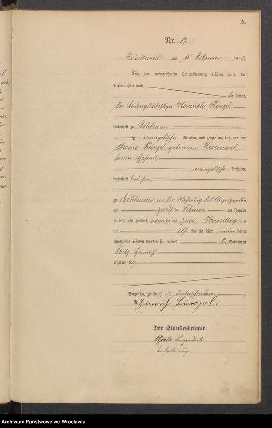image.from.unit.number "Księga urodzeń USC Mieroszów (Friedland) 1892"