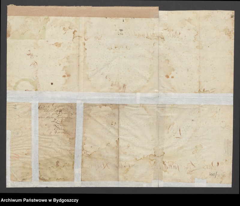 image.from.unit "Copia granic około wsi Myślęcinek, gdzie graniczą dobra, to jest miasto Bydgoszcz, Zachcice, Niemcze, Osielsk i Bartodzieje [Kolorowa mapa z XVIII w.z zaznaczonymi kopcami granicznymi]"