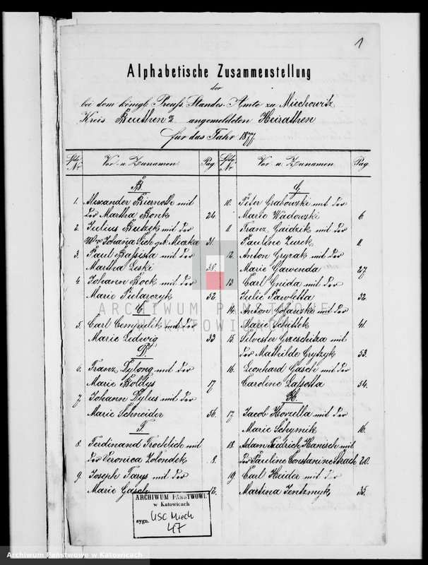 image.from.unit.number "Księga małżeństw za rok 1877 [nr 1 - 56]"