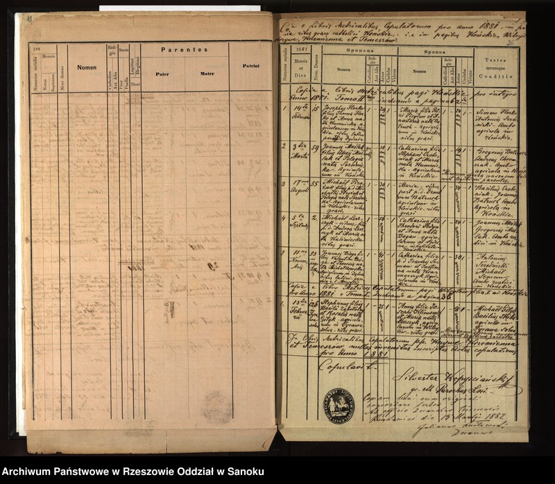 image.from.unit.number "Księga urodzeń, małżeństw, zgonów z miejscowości Końskie, Witryłów, Krzywe, Krzemienna, Temeszów"
