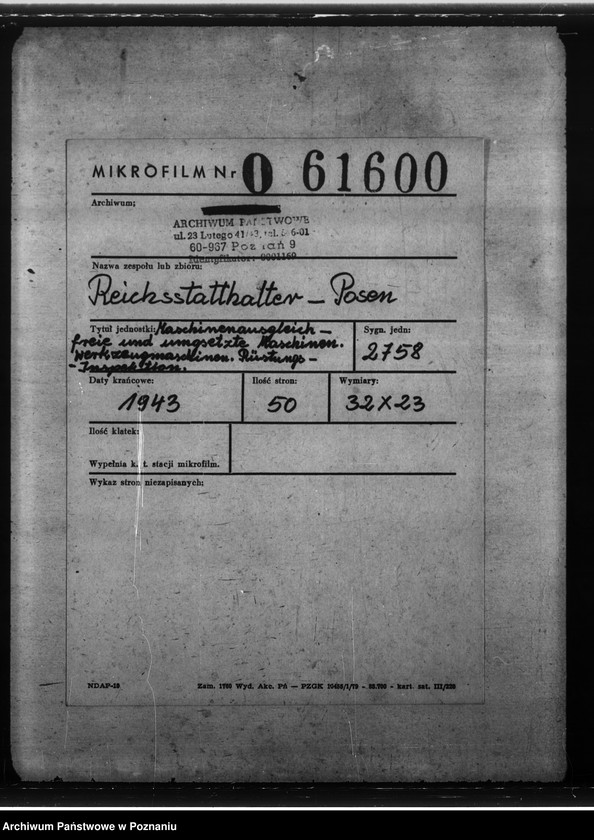 Obraz 2 z jednostki "Maschinenausgleich - freie und umgesetzte Maschinen. Werkzeugmaschinen. Rüstungsinspektion."