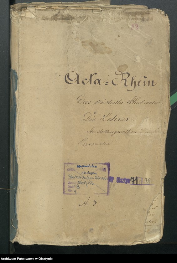 image.from.unit.number "Das Städtlische Schulwesen. Der Lehrer Anstellungssachen und Personalia"