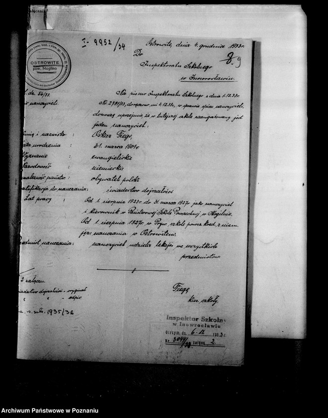 Obraz 12 z jednostki "Prywatna Szkoła Powszechna z niemieckim językiem nauczania- Ostrowite powiat Mogilno"