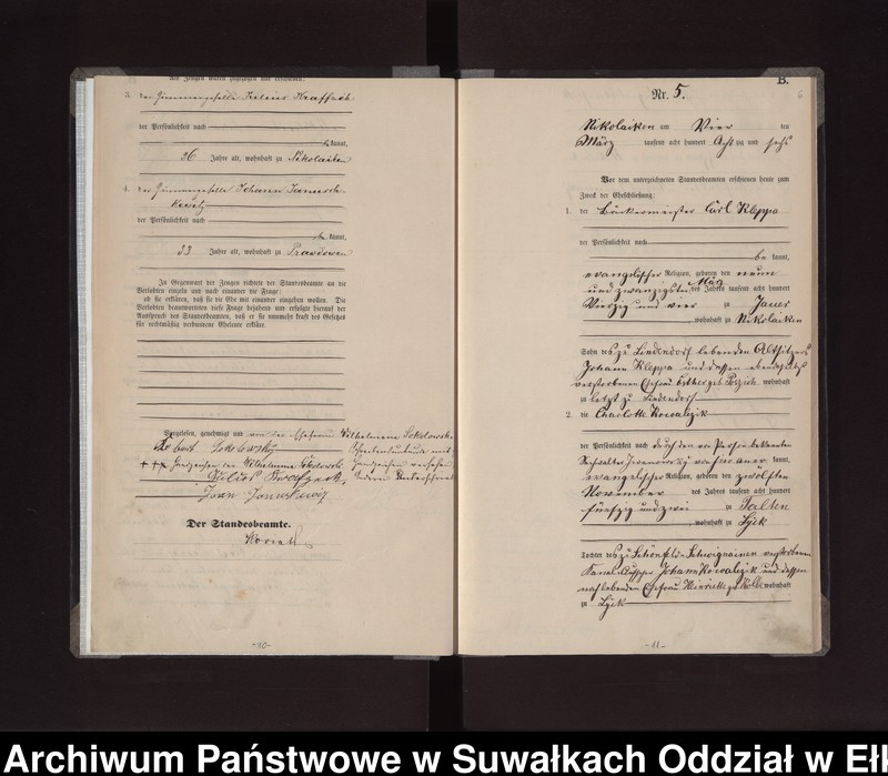 image.from.unit.number "Heiraths-Haupt-Register des Königlichen Preussischen Standes-Amtes Stadt Nikolaiken Kreis Sensburg"